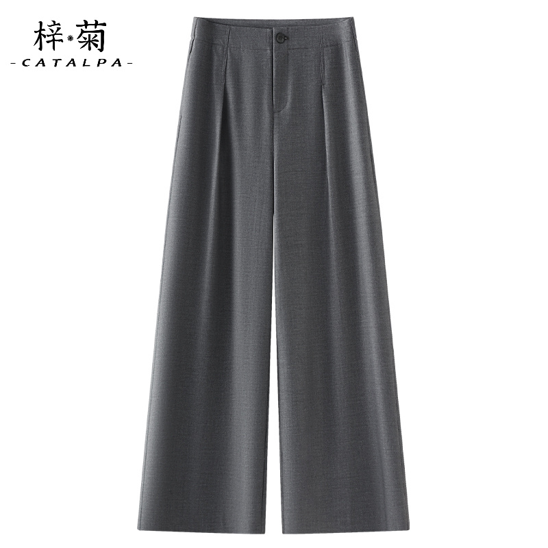 灰色阔腿西装裤女2025新款夏季宽松显瘦休闲西裤高腰垂感直筒裤子