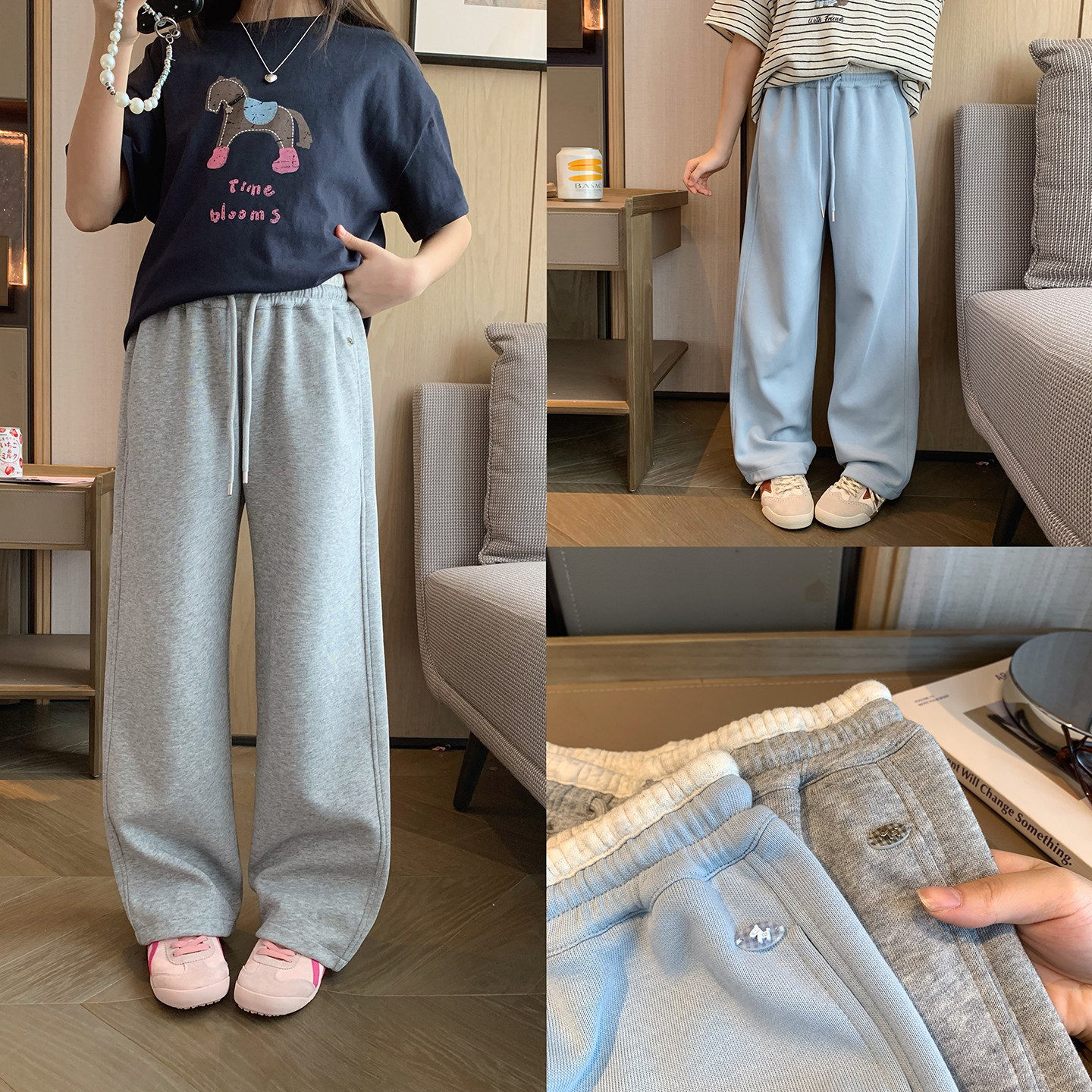 女大童松弛直筒卫裤2026春季新款青少年韩版宽松休闲裤学生校园裤