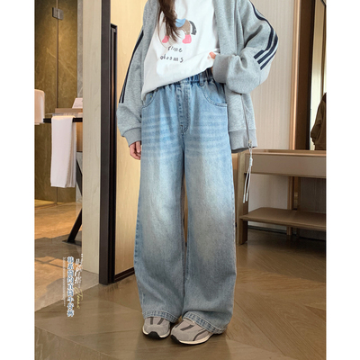 复古水洗百搭休闲直筒牛仔裤