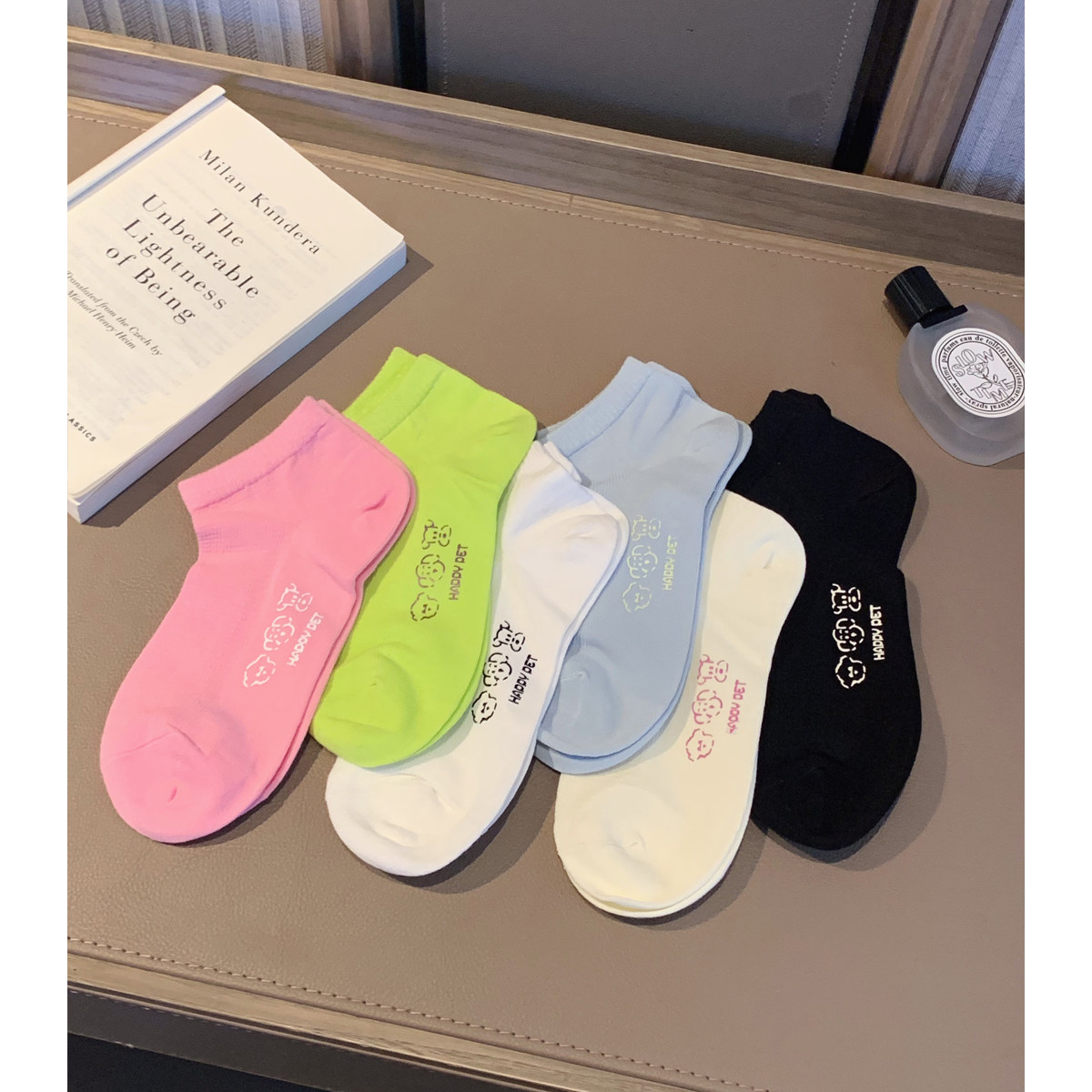 韩版糖果色透气棉短袜网袜