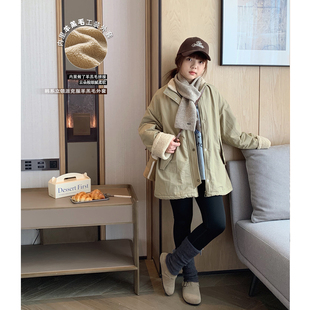 加厚派克服大衣亲子外套 初中生韩版 女大童羊羔毛风衣2025冬季 新款
