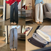 2025冬季 新款 青少年保暖羊绒裤 女大童刺绣加绒直筒裤 亲子两穿长裤