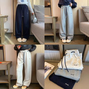 亲子阔腿长裤 女大童字母刺绣直筒裤 青少年松弛休闲裤 新款 2026春季