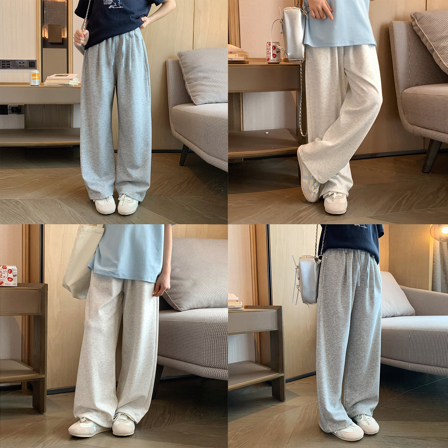 女大童薄款直筒裤2026春夏季新款青少年休闲松弛感长裤亲子阔腿裤