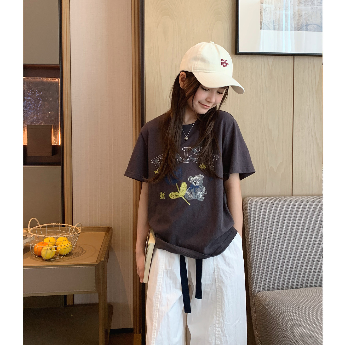 女大童韩版卡通短袖2026夏季新款青少年宽松薄棉T恤亲子透气上衣