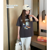 女大童韩版 初中生水洗破洞做旧T恤亲子上衣 新款 卡通短袖 2025夏装