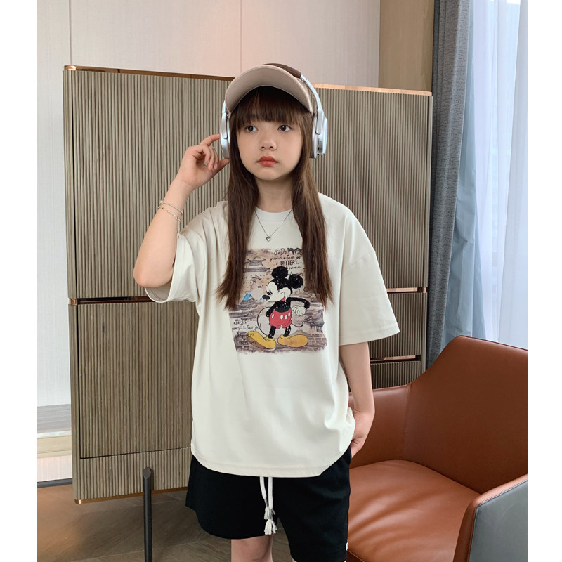 女大童卡通贴钻潮T短袖2024夏装新款青少年宽松休闲慵懒感半袖T恤,童装/婴儿装/亲子装,T恤,淘宝优惠券,粉丝福利购,淘宝优惠卷