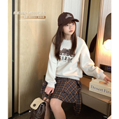 女大童卡通加绒卫衣2025冬装 米杏保暖上衣加厚绒衫 新款 初中生韩版