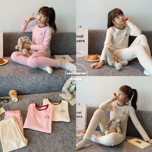 纯棉羊毛拉架韩系小熊内衣套装