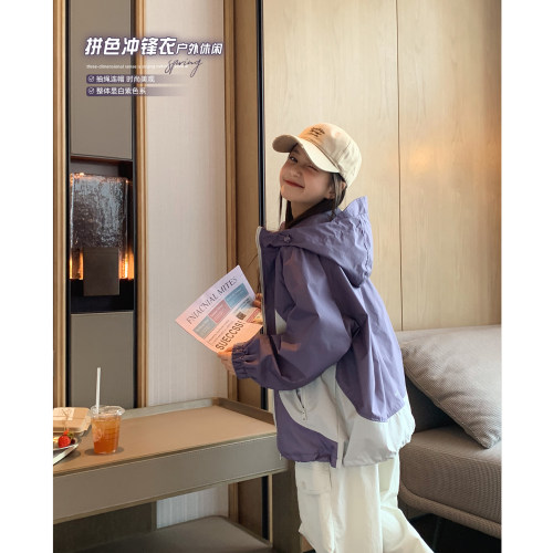 户外休闲连帽拼色冲锋衣防晒外套