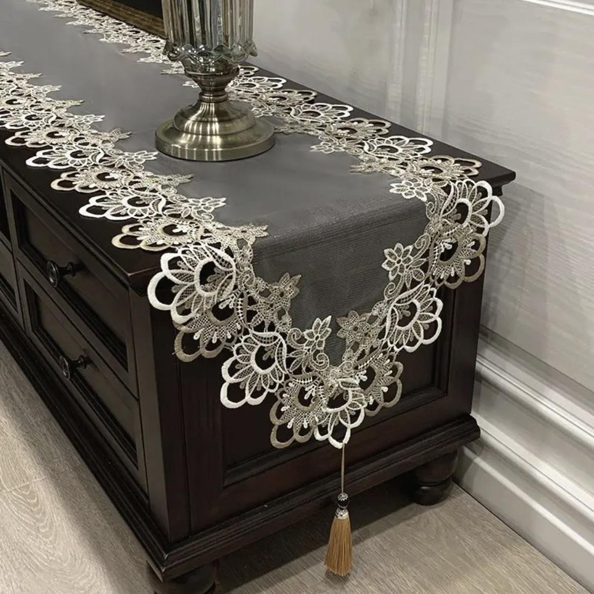 美式茶几电视柜桌布蕾丝布艺欧式梳妆台桌旗鞋柜长条防灰尘罩盖布