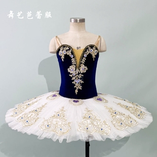 芭蕾演出裙定制蓝鸟丝绒款式双排扣可调节12层网纱TUTU裙女新款