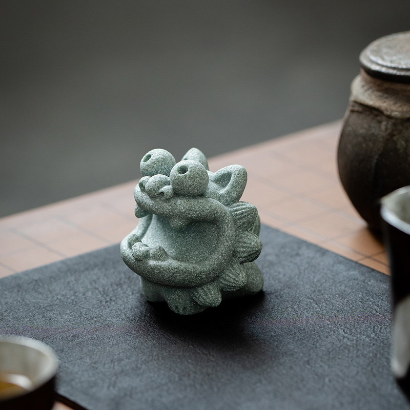 青砂石风狮爷装饰摆件 中式创意国潮笑口常开家用办公桌面茶宠