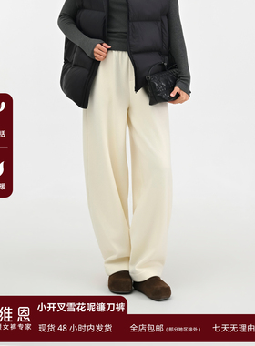 SEAWHEN海维恩冬季新款肌理镰刀裤老钱风通勤高腰垂感长款休闲裤