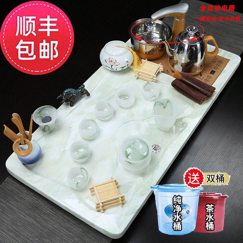 大理石茶盘家用简约茶具烧水壶套装全自动一体轻奢功夫石茶台套装