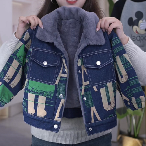 男童加绒牛仔外套韩版儿童洋气加厚夹克上衣小童秋冬装宝宝潮衣服