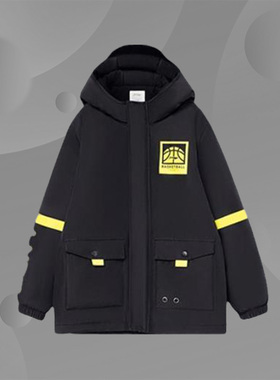 李宁正品童装男大童新品篮球运动系列宽松中棉服外套YFMR003