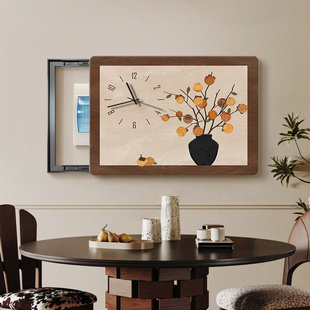 柿柿如意电表箱装饰画带钟表2025新款配电箱壁画电闸箱盒遮挡挂画