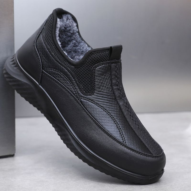 老北京布鞋男鞋冬季男士棉鞋一脚蹬工作加绒加厚保暖中老年爸爸鞋