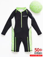 Children's sun protection swimsuits, long-sleeved racing one-piece boys' training quick-drying bright orange fluorescent swimsuits, new professional thumbnail 4