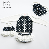 韩国可爱宝宝儿童分体泳衣女孩中大童长袖 防晒游泳装 比基尼四件套