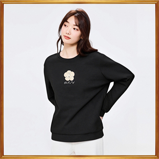 衣之庄园正品2026年春季 休闲套头百搭刺绣长袖圆领卫衣女2503907