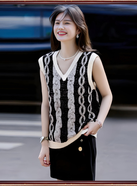 拓谷潮牌专柜扎哈折扣春秋新款 休闲针织学院无袖毛衣背心女20853