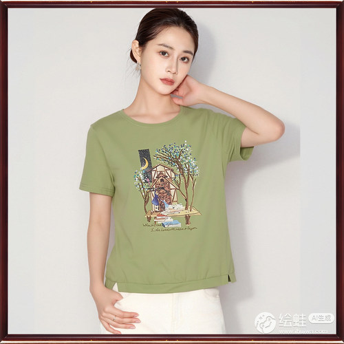 衣之庄园夏装纯棉短袖圆领T恤女