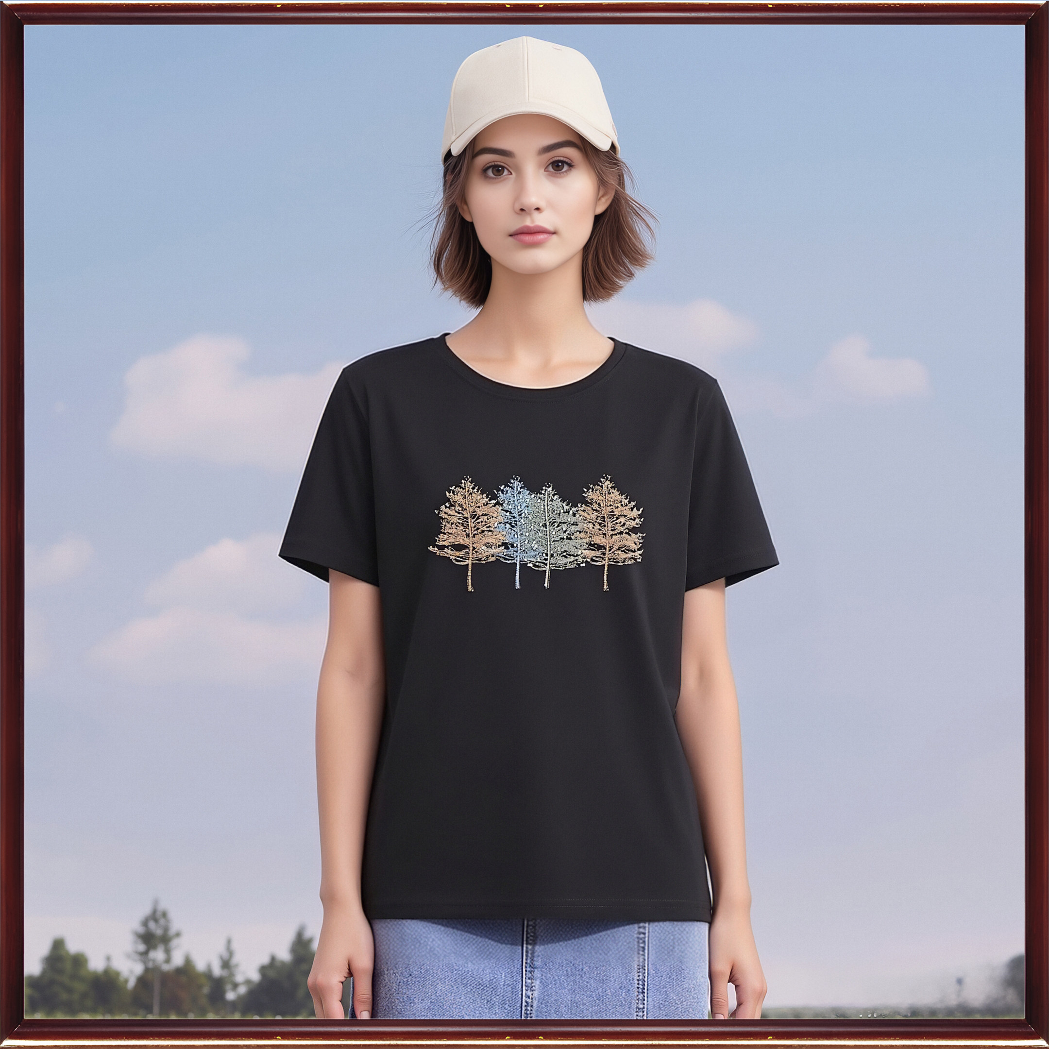 衣之庄园2026夏季断码折扣黑色显瘦莫代尔棉短袖圆领T恤女251203