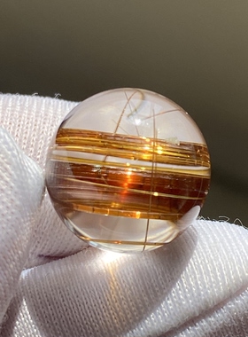 天然水晶钛晶吊坠圆珠DIY金红石单珠饰品项链12mm一物一图