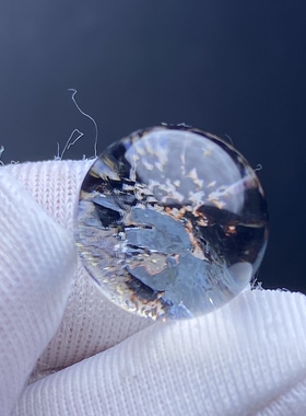 天然水晶包裹体矿石吊坠圆珠DIY水晶单珠饰品项链11mm一物一图