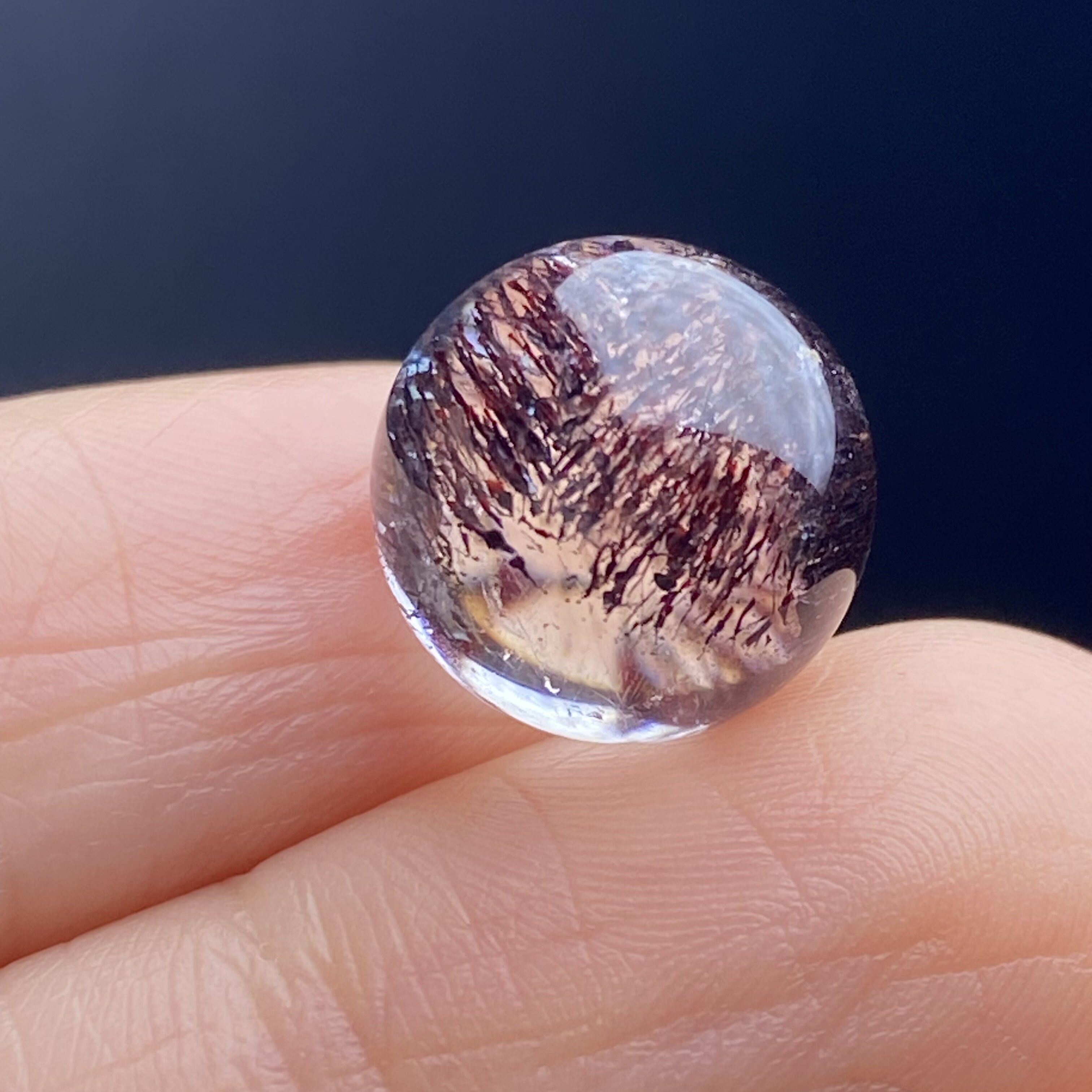 天然水晶超七紫发吊坠圆珠DIY水晶单珠饰品项链12mm一物一图
