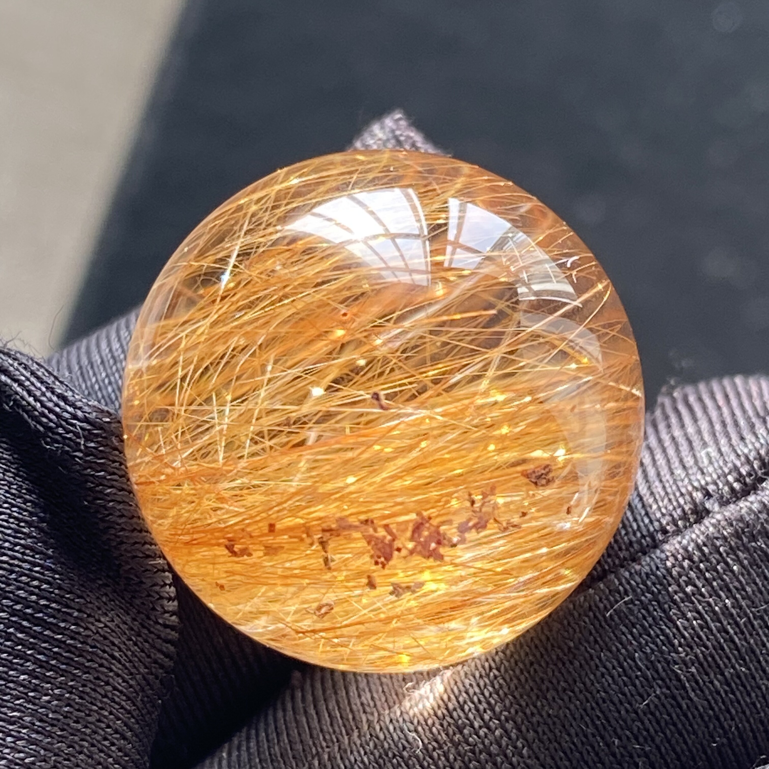 天然水晶发晶吊坠圆珠DIY水晶单珠饰品项链20mm一物一图
