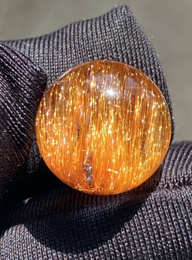 天然水晶发晶吊坠圆珠DIY顺发晶单珠饰品项链13mm一物一图
