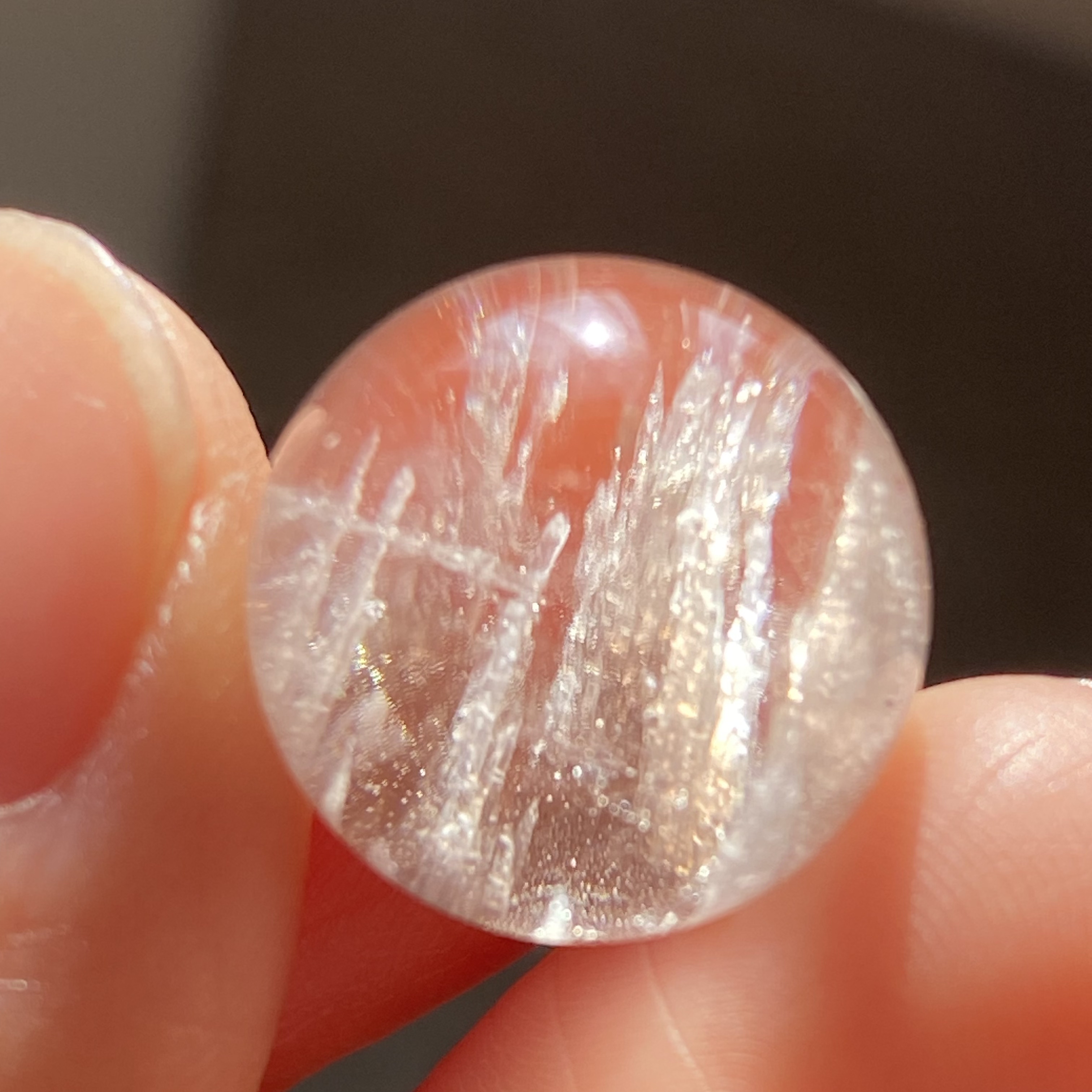 天然水晶包裹体碧玺吊坠圆珠DIY水晶单珠饰品项链16mm一物一图
