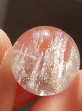 天然水晶包裹体碧玺吊坠圆珠DIY水晶单珠饰品项链16mm一物一图