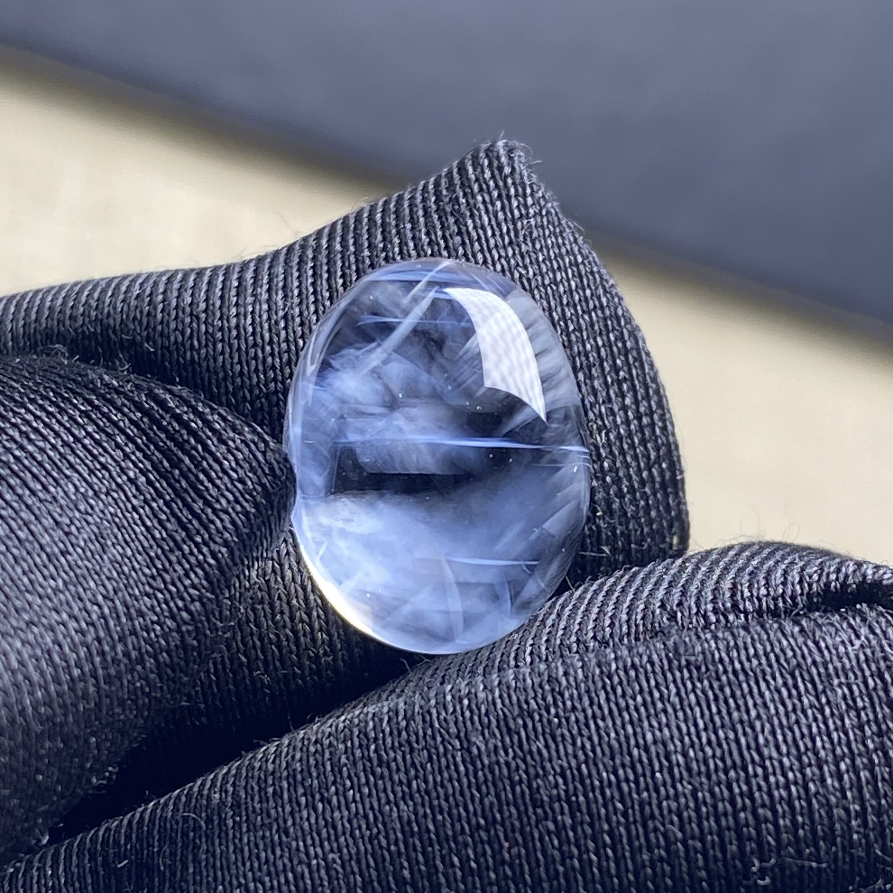 天然白水晶蓝针吊坠裸石蛋面DIY水晶饰品可做戒指 一物一图