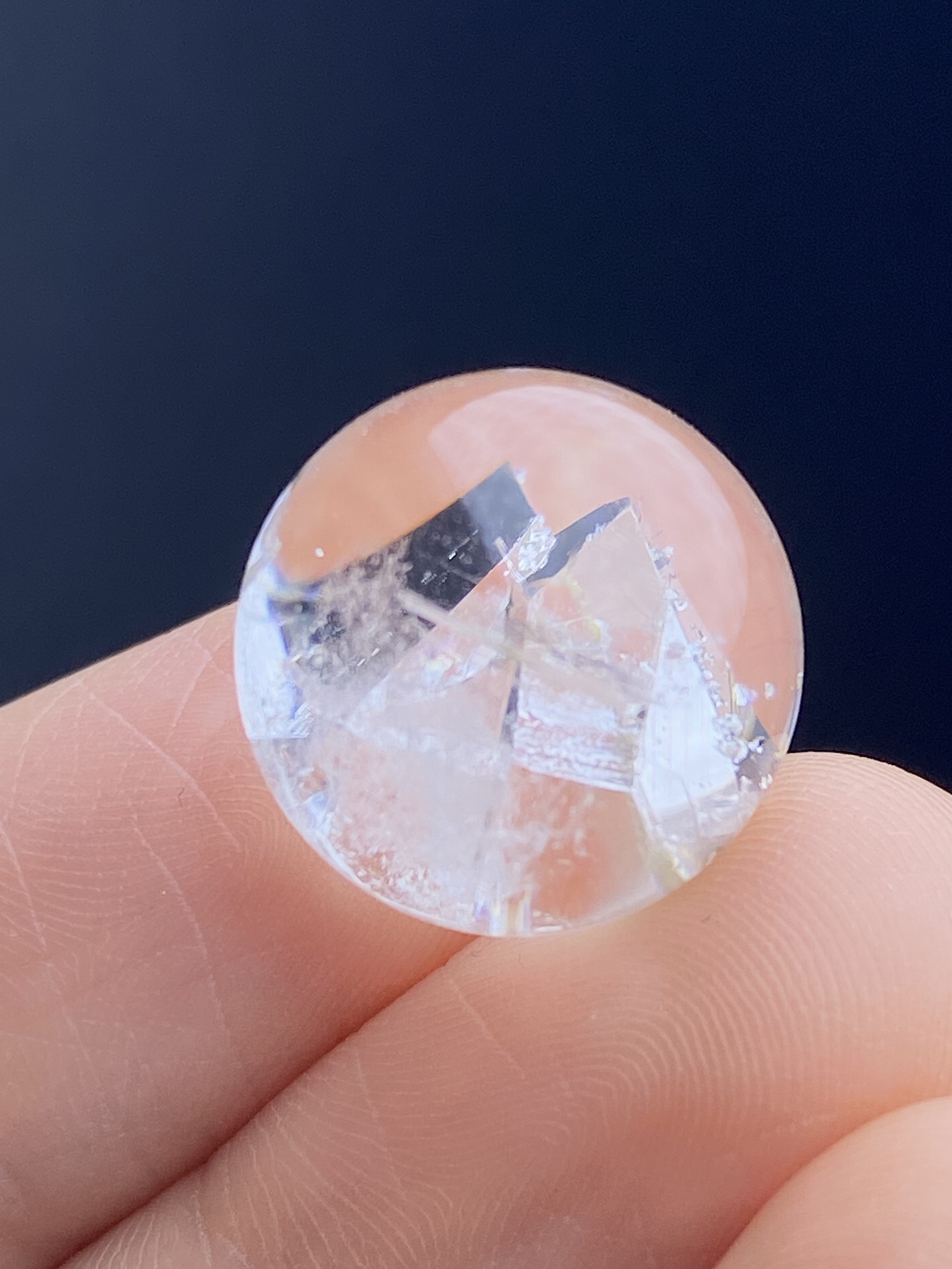 天然水晶七彩晶中晶吊坠圆珠DIY水晶单珠饰品项链15mm一物一图