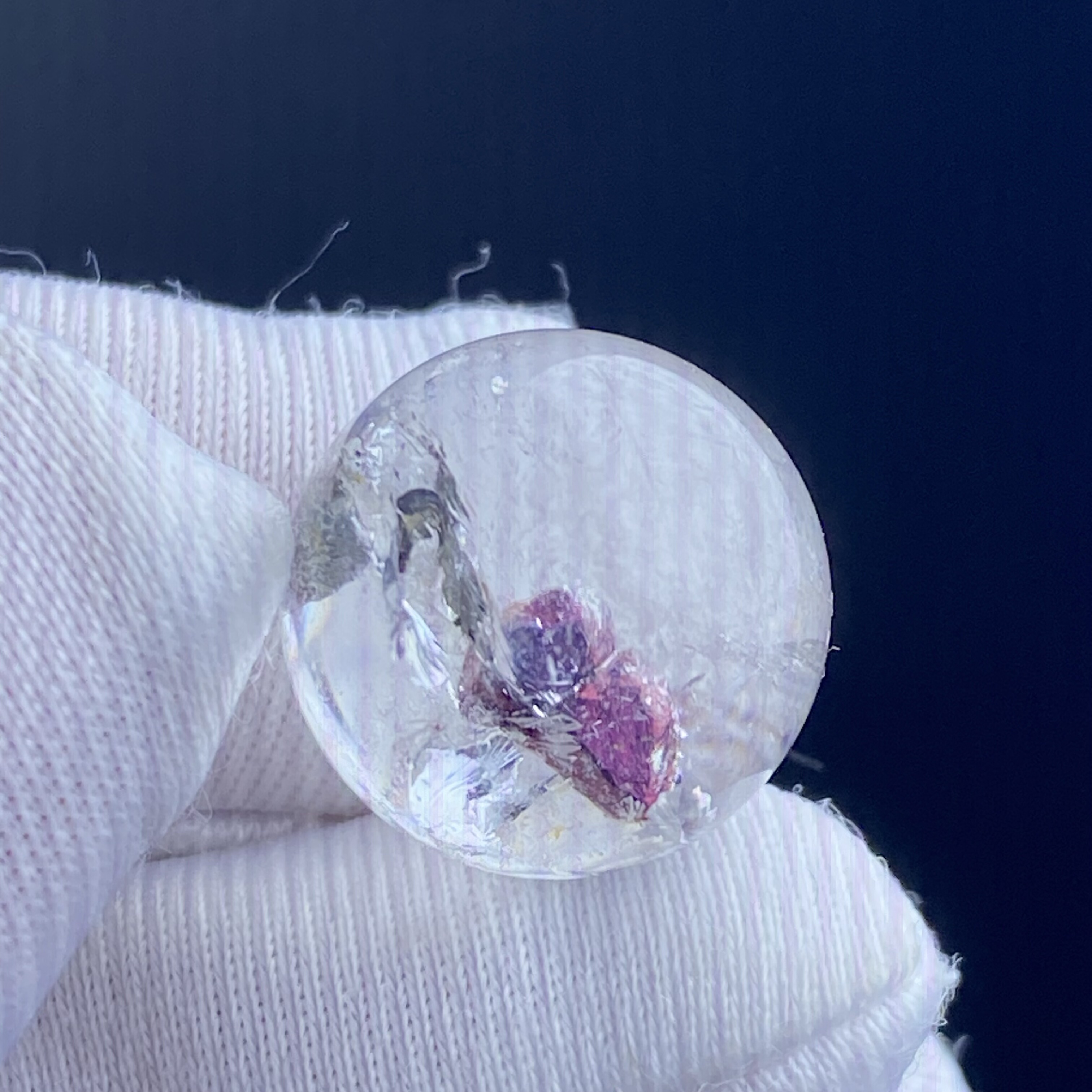 天然水晶包裹体紫矿石吊坠圆珠DIY水晶紫铜矿单珠饰品项链13mm