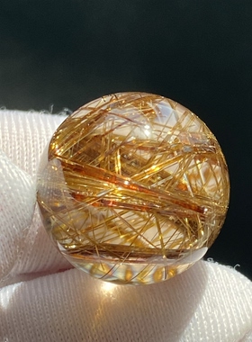 天然水晶发晶吊坠圆珠DIY铜条发晶单珠饰品项链15mm一物一图