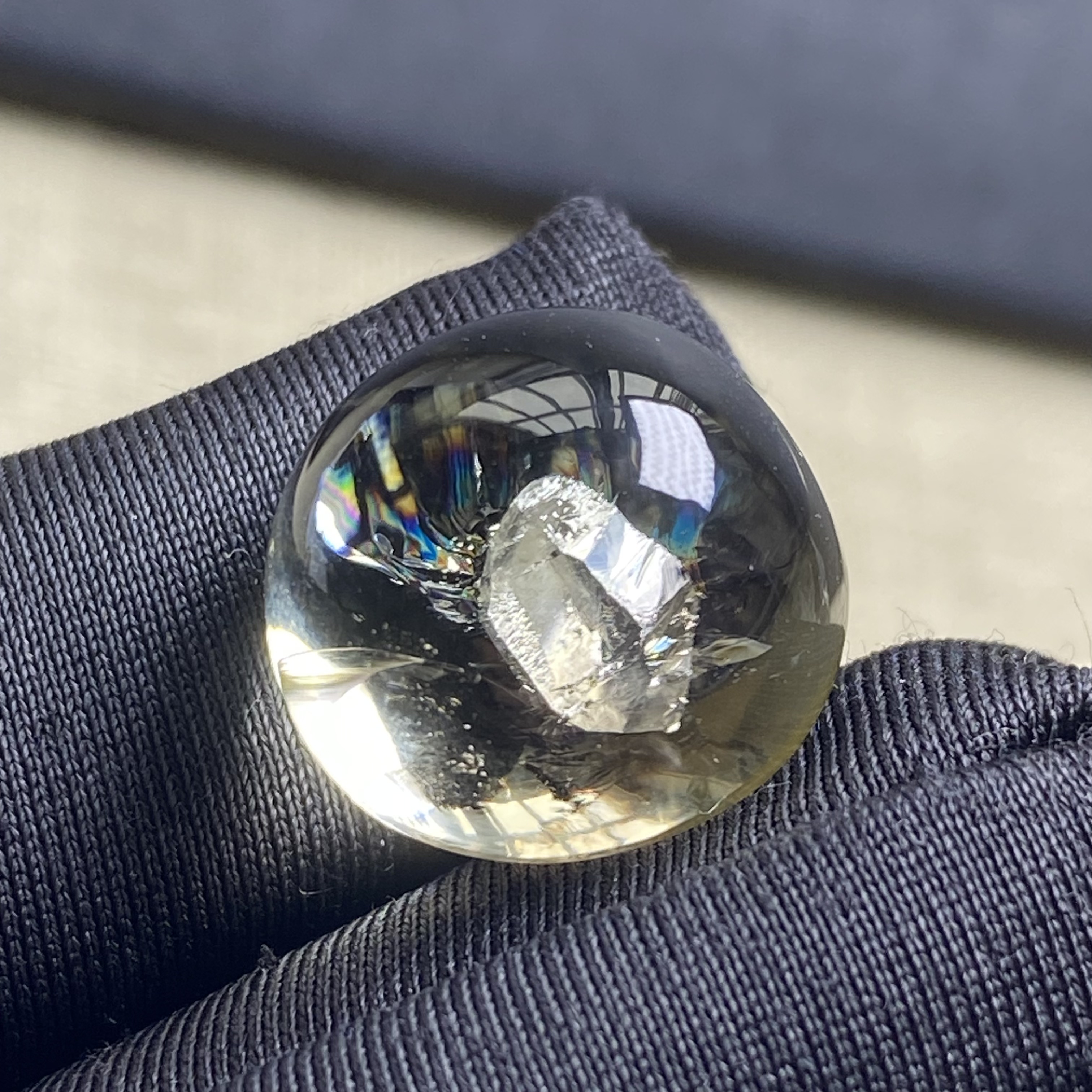 天然黄水晶七彩晶中晶吊坠裸石蛋面DIY水晶饰品项链 一物一图