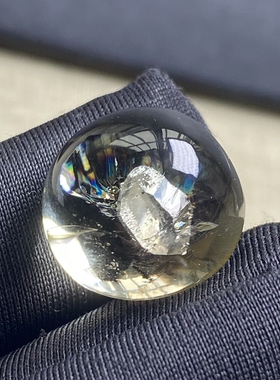 天然黄水晶七彩晶中晶吊坠裸石蛋面DIY水晶饰品项链 一物一图