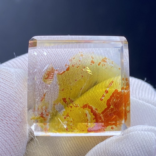天然水晶七彩红黄胶花吊坠裸石男女款胶花饰品项链一物一图