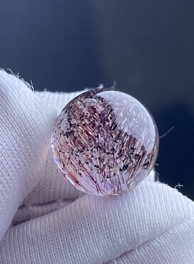 天然水晶超七紫晶发吊坠圆珠DIY紫发晶单珠饰品项链11mm一物一图