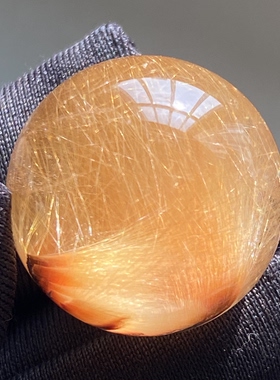 天然水晶发晶吊坠圆珠DIY蝴蝶发单珠饰品项链19.5mm一物一图