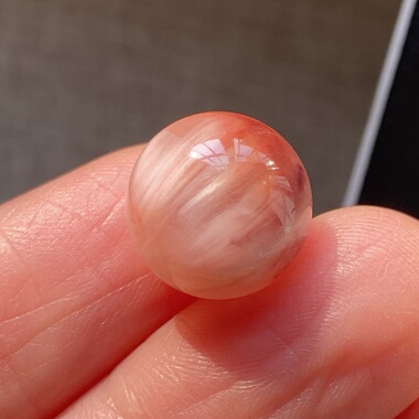 天然水晶粉兔毛吊坠圆珠DIY水晶单珠饰品项链12mm一物一图