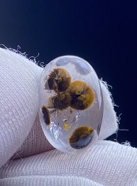 天然水晶包裹体针铁矿花吊坠裸石蛋面DIY水晶饰品项链可做戒指