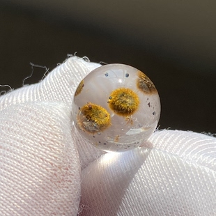 天然水晶包裹体针铁矿花吊坠裸石DIY单珠饰品项链挂坠饰品10mm