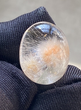 天然水晶兔毛花吊坠裸石蛋面DIY兔毛饰品可做戒指一物一图