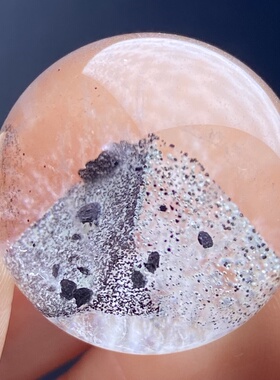 天然水晶包裹体双色幽灵银山金字塔吊坠圆珠DIY水晶单珠22.5mm